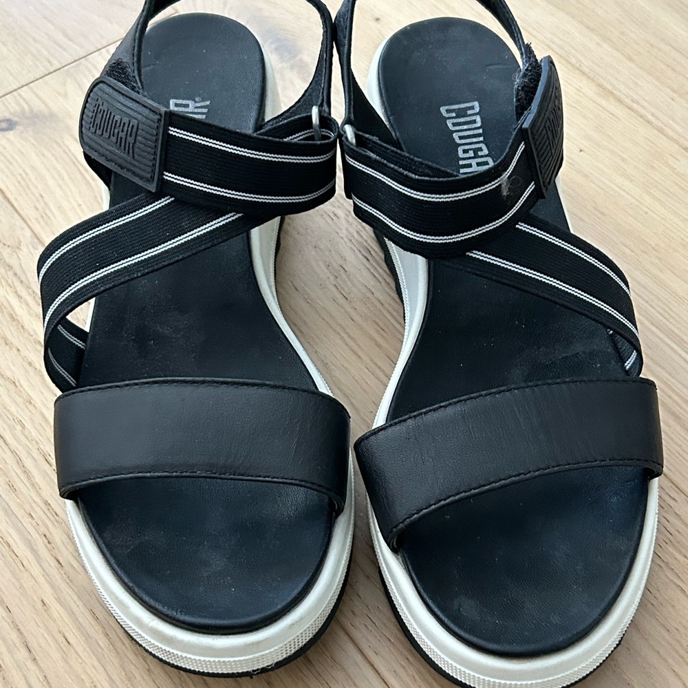 Black Cougar Wedge Sandals